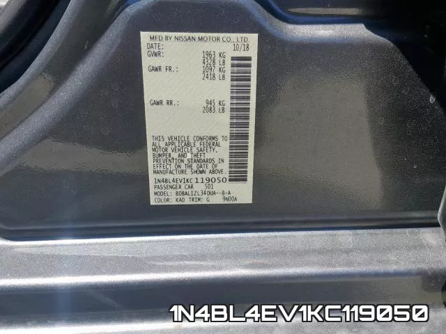 1N4BL4EV1KC119050 фото 2