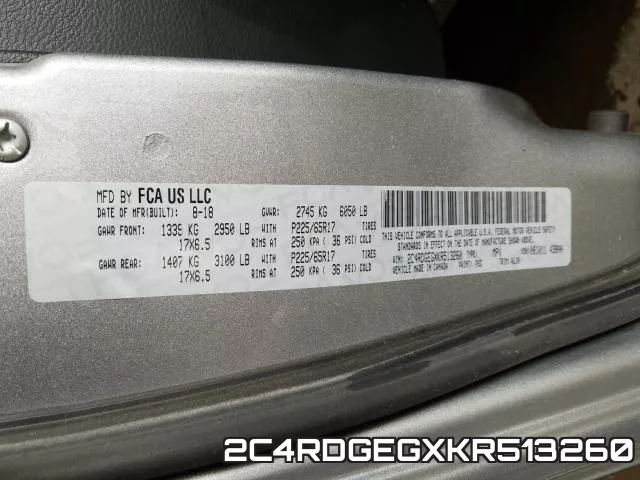 2C4RDGEGXKR513260 фото 2