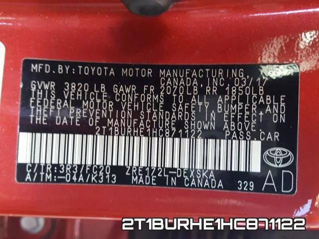 2T1BURHE1HC871122 фото 2