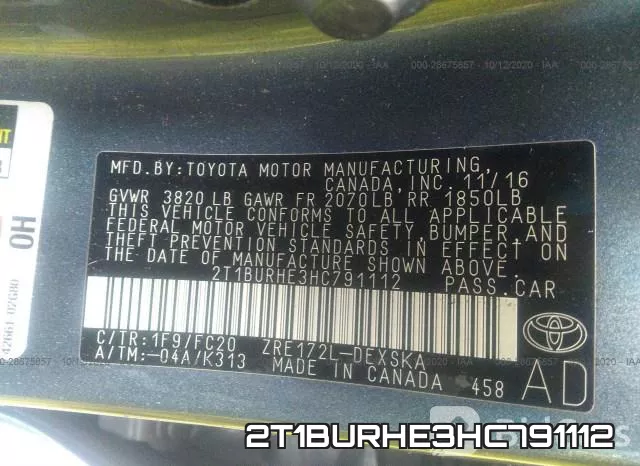 2T1BURHE3HC791112 фото 10