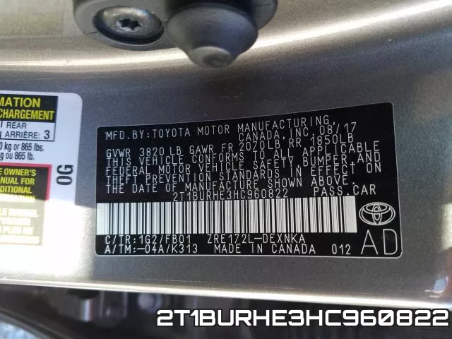 2T1BURHE3HC960822 фото 2