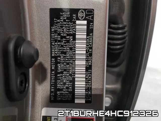 2T1BURHE4HC912326 фото 2