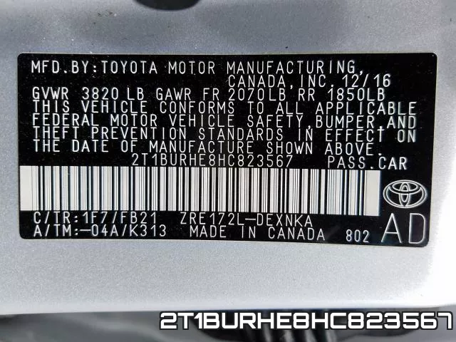 2T1BURHE8HC823567 фото 2