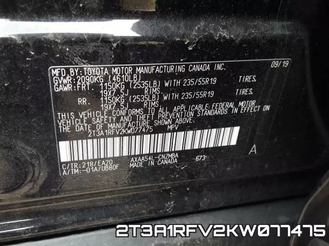 2T3A1RFV2KW077475 фото 2