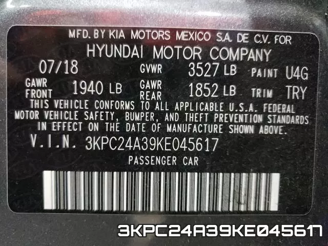 3KPC24A39KE045617 фото 2