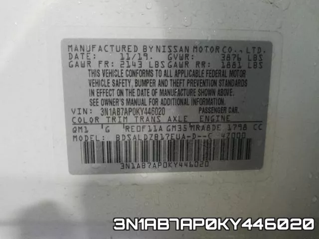 3N1AB7AP0KY446020 фото 2