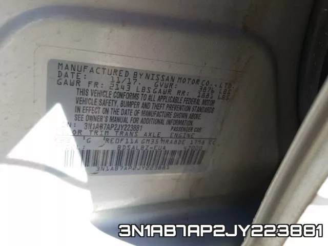 3N1AB7AP2JY223881 фото 2