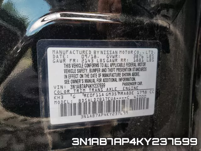 3N1AB7AP4KY237699 фото 2