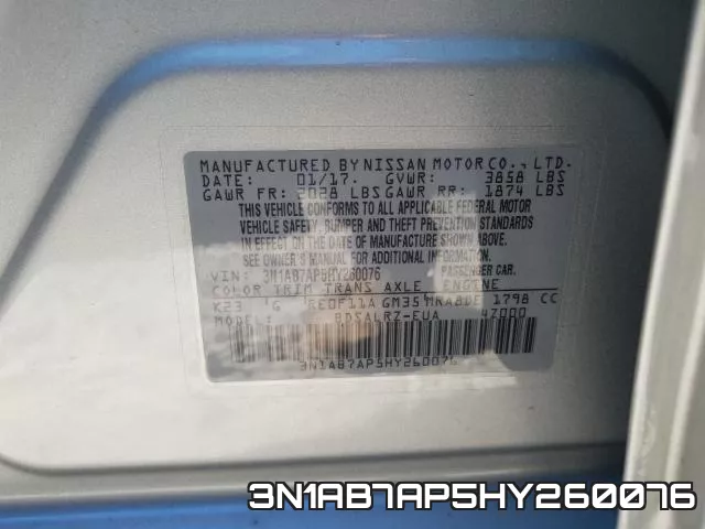 3N1AB7AP5HY260076 фото 2