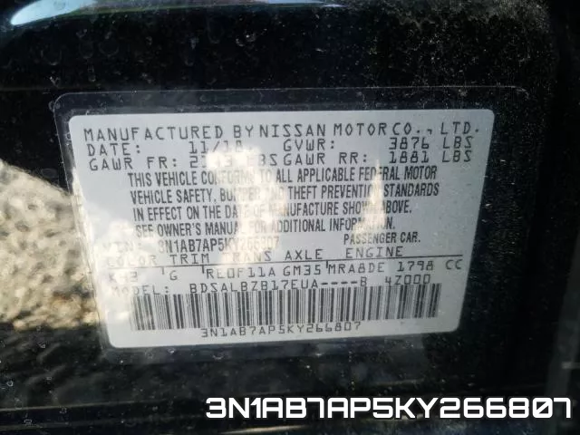 3N1AB7AP5KY266807 фото 2