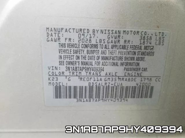 3N1AB7AP9HY409394 фото 2