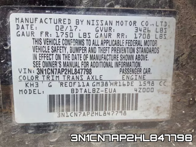 3N1CN7AP2HL847798 фото 2