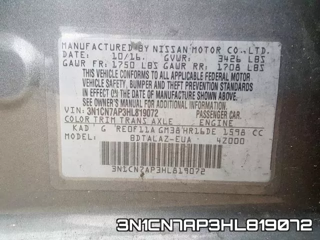 3N1CN7AP3HL819072 фото 2