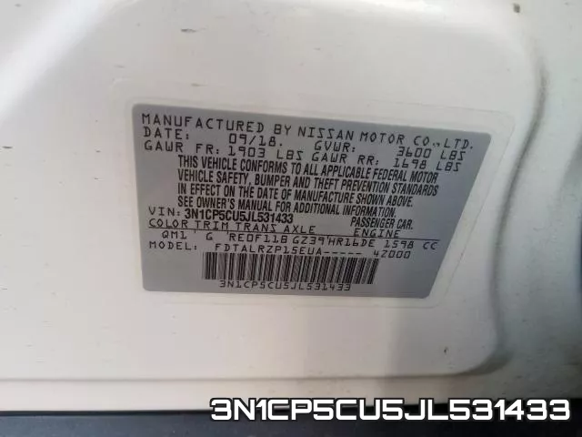 3N1CP5CU5JL531433 фото 2