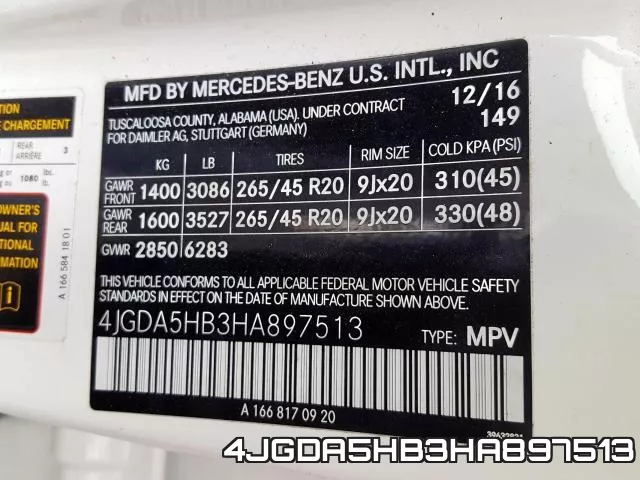 4JGDA5HB3HA897513 фото 2