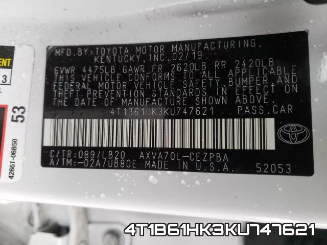 4T1B61HK3KU747621 фото 2