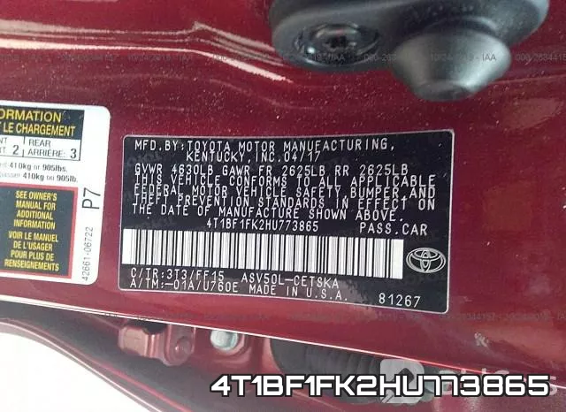 4T1BF1FK2HU773865 фото 10