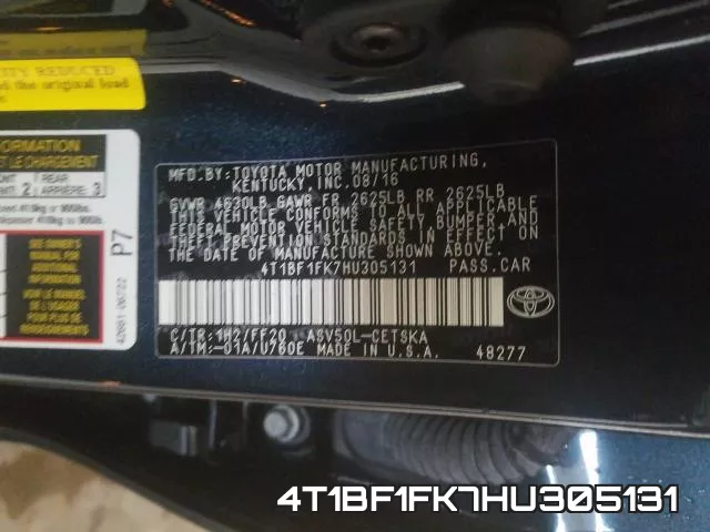 4T1BF1FK7HU305131 фото 2