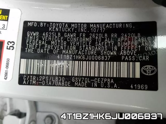 4T1BZ1HK6JU006837 фото 2
