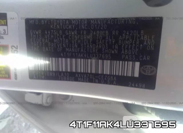 4T1F11AK4LU337695 фото 10