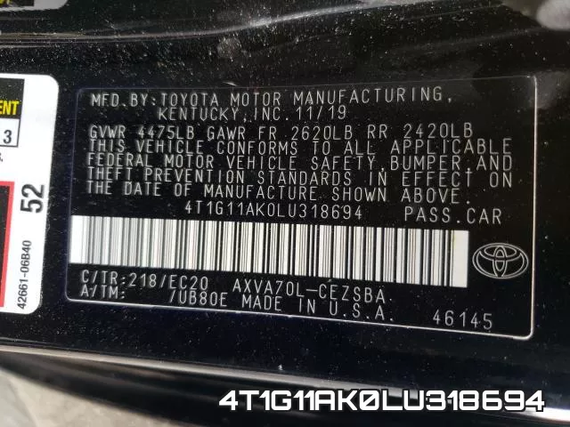 4T1G11AK0LU318694 фото 2