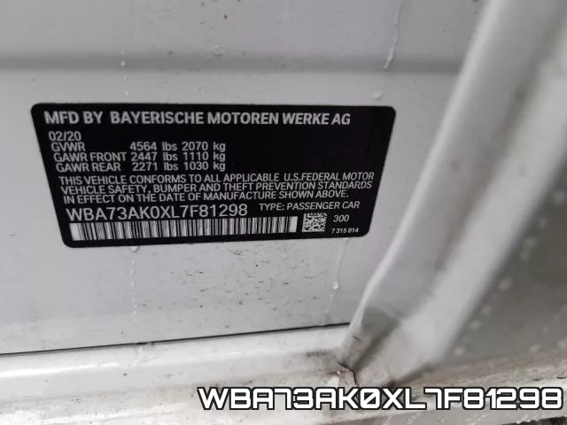 WBA73AK0XL7F81298 фото 2