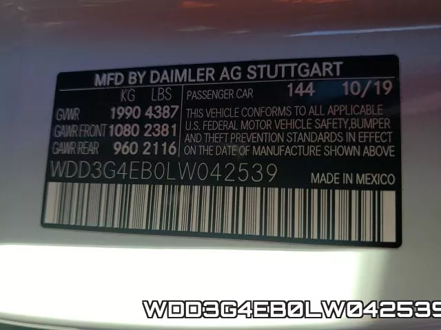 WDD3G4EB0LW042539 фото 2
