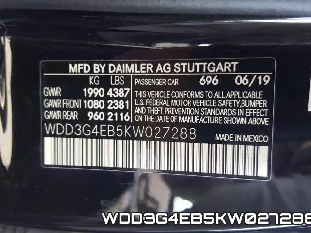 WDD3G4EB5KW027288 фото 2
