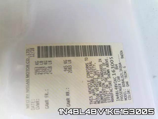 1N4BL4BV1KC163005 фото 2