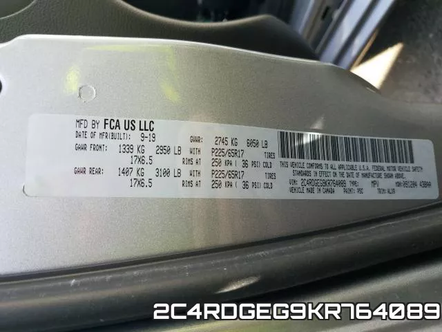 2C4RDGEG9KR764089 фото 2