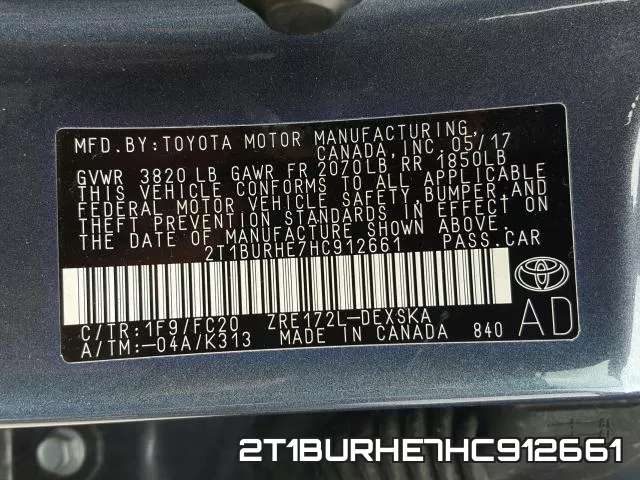 2T1BURHE7HC912661 фото 2