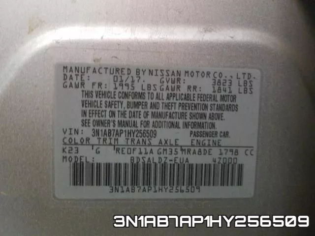 3N1AB7AP1HY256509 фото 2