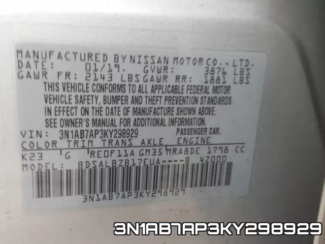3N1AB7AP3KY298929 фото 2