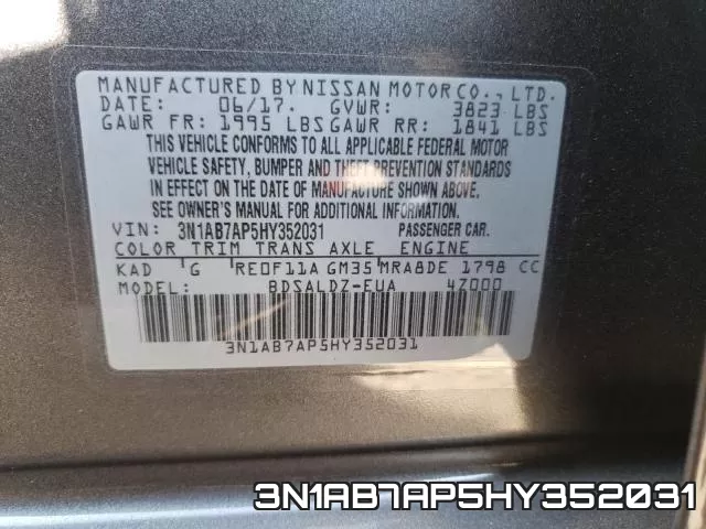 3N1AB7AP5HY352031 фото 2