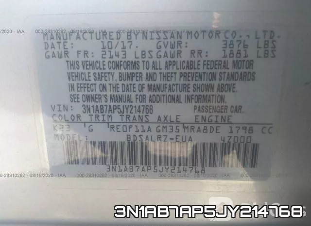 3N1AB7AP5JY214768 фото 9