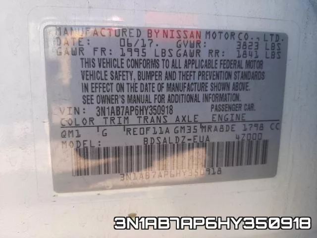 3N1AB7AP6HY350918 фото 2