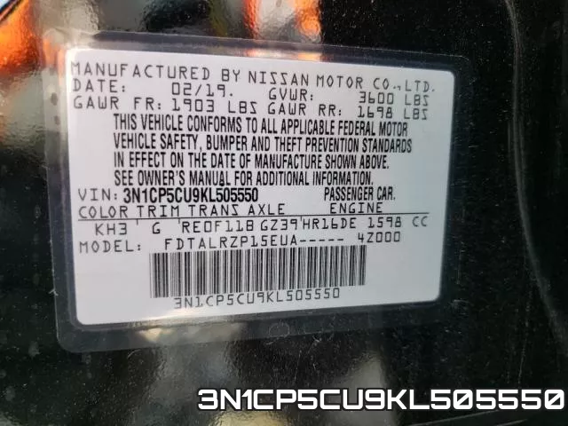 3N1CP5CU9KL505550 фото 2