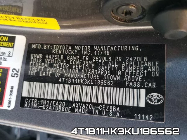 4T1B11HK3KU186562 фото 2