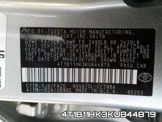 4T1B11HK3KU844879 фото 2
