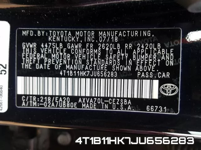4T1B11HK7JU656283 фото 2