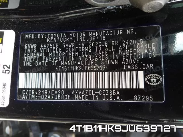 4T1B11HK9JU639727 фото 2