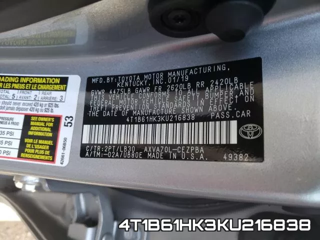 4T1B61HK3KU216838 фото 2