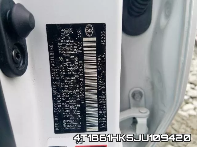4T1B61HK5JU109420 фото 2