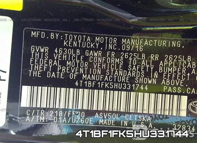 4T1BF1FK5HU331744 фото 10