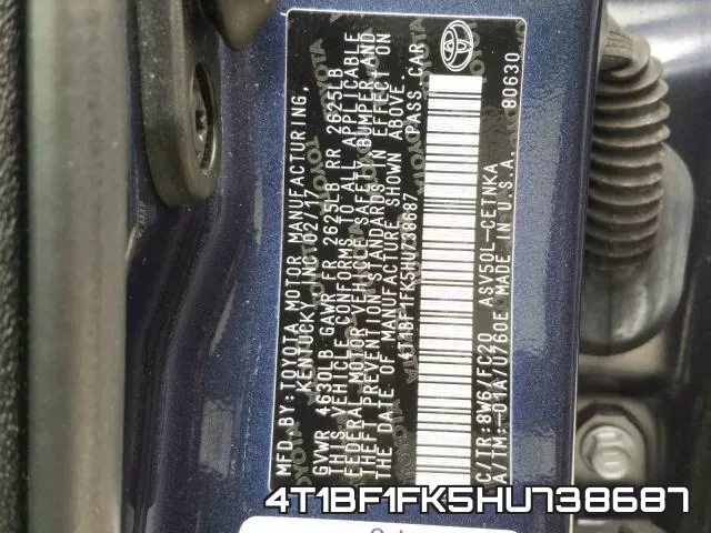 4T1BF1FK5HU738687 фото 2