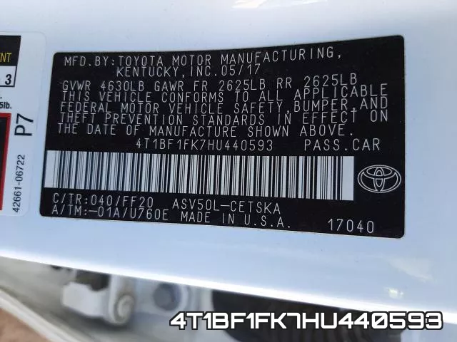 4T1BF1FK7HU440593 фото 2