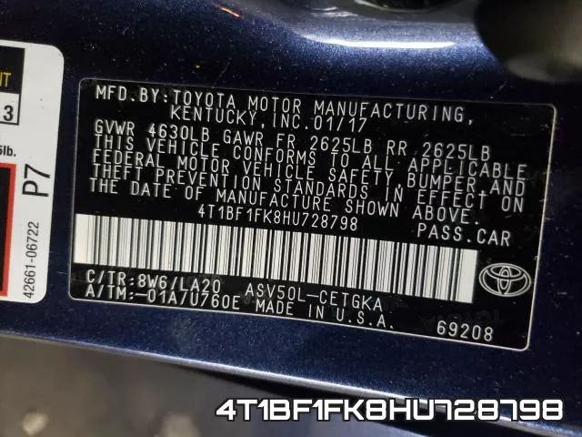 4T1BF1FK8HU728798 фото 2