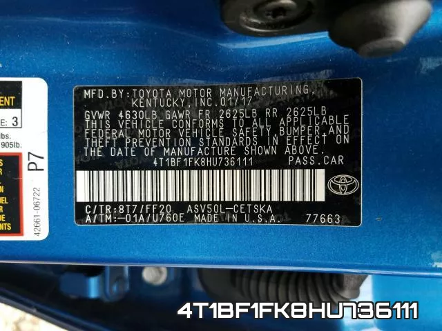4T1BF1FK8HU736111 фото 2