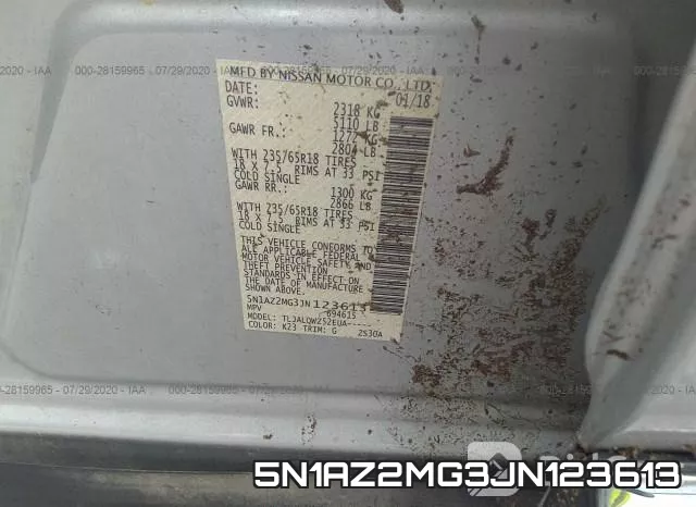 5N1AZ2MG3JN123613 фото 10