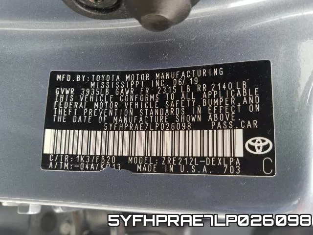 5YFHPRAE7LP026098 фото 2